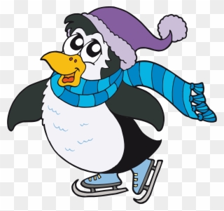 Ice Skating, Penguins, Applique, Group, Pin Pin, Christmas, - Penguin Skating Cartoon Png Clipart