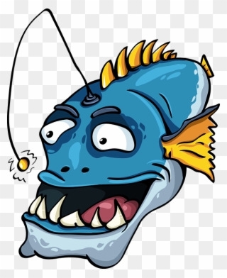 Fish An Angler Jaw Toothy Fun Character Sea - Fish Clipart