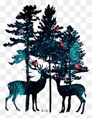 #deer #winter #pines - Jack Pine Tree Silhouette Clipart