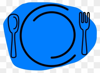 Plate Clipart Blue Plate - Plate With Fork And Knife Clipart - Png Download
