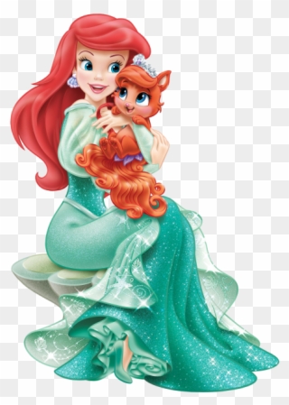 Disney Princess Ariel With Cute Kit - Disney Princess Png Clipart Transparent Png