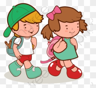 Children Painting Clipart - Student With School Bag Cartoon - Png Download