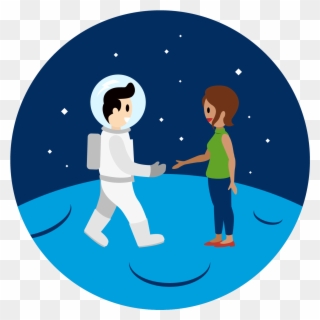 An Astronaut In Space Shakes Hands With A Person On - Illustration Clipart