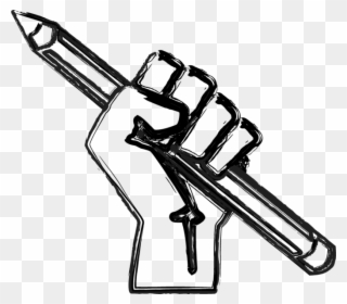Raised Fist With Pencil Clipart