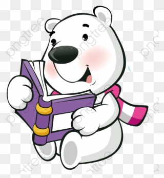 Polar Bear Reading A Book Clipart
