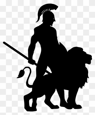 Lion Spartan Silhouette Army Roman Soldier Animal - Spartan Warrior Silhouette Clipart