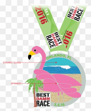 Medal Clipart Half Marathon - Flamingo Medal - Png Download