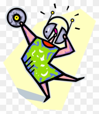 Vector Illustration Of Dancing To Music With Personal - Cartoon Clipart