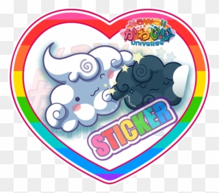Cute Cloud Friends Duo Sticker - Kawaii Clipart