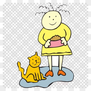 Cat, Dog, Eating, Transparent Png Image & Clipart Free - Feed Cat Clipart