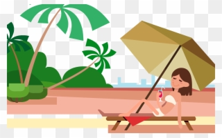 Free Png Summer Vacation - Summer Beach Illustration Ai Clipart