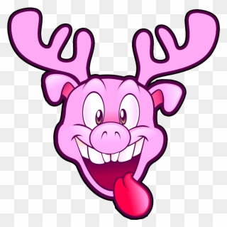 Download Christmas Reindeer Pig Vectors Free For Commercial - Cartoon Clipart