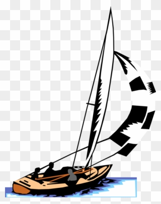Sailboat Catches The Wind Vector Image Illustration - Sail Clipart