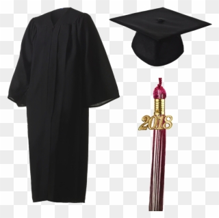 2018 Graduation Black Cap, Gown, & Tassel - Cap And Graduation Gown Clipart