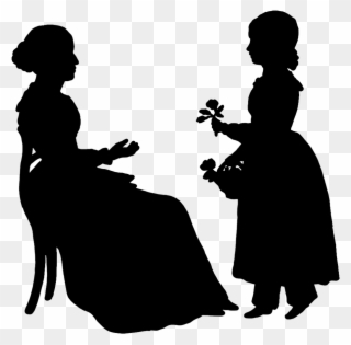 Free Silhouette Clipart - Mother And Daughter Transparent Background - Png Download