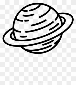 Saturn Coloring Page - Saturn Clipart Black And White - Png Download