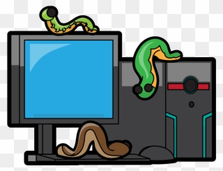 Cartoon Desktop Infected By Worms Clipart