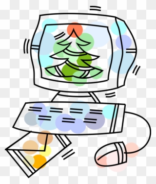 Vector Illustration Of Sending Christmas Greeting Cards Clipart