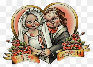 #chucky #tiffany #bride #wedding #love #horror #grunge - Chucky And Tiffany In Love Clipart