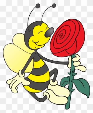 Cartoon Bee Pictures - Smelling Flowers Clipart - Png Download