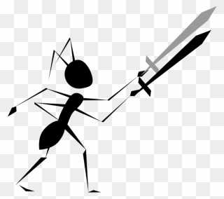 Angle,area,monochrome Photography - Ants Fighting Clipart - Png Download