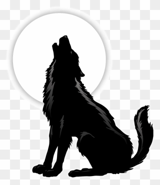 Gray Wolf Coyote Silhouette Clip Art - Howling Wolf Sitting Down Drawing - Png Download