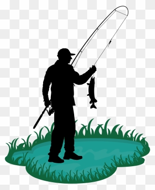 Fishing Rod Cartoon Fisherman Clip Art - Man Fishing Pole Cartoon - Png Download