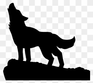 Gray Wolf Silhouette Drawing Clip Art - Howling Wolf Silhouette Png Transparent Png