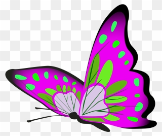 Purple And Green Butterflly Flying - Brush-footed Butterfly Clipart