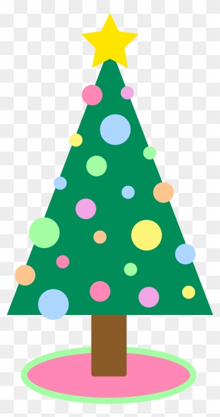Cute Simple Pastellored Christmas Tree Free Clip Art - Simple Christmas Tree Cartoon - Png Download