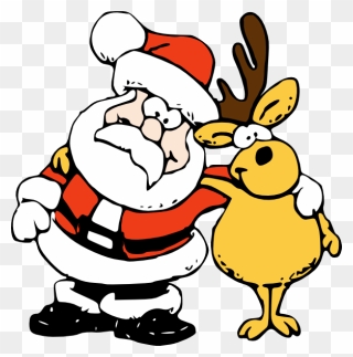Animated Father Christmas Clipart Clip Royalty Free - Santa And Reindeer Drawing - Png Download