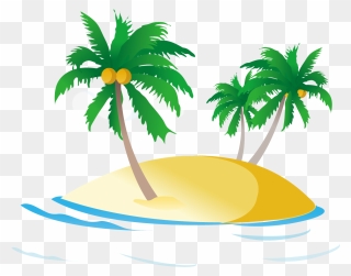 Free Clipart Palm Tree Beach Clip Art Free Stock Sea - Coconut Tree On Beach Png Transparent Png
