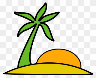 Palm Trees And Sun Black And White Png - Cartoon Island Clip Art Transparent Png