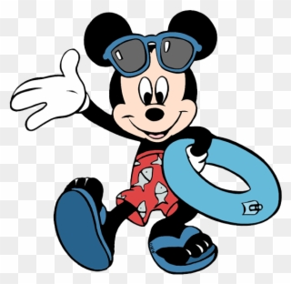 Mickey Carrying Pool Inner Tube - Mickey Mouse In Pool Clipart