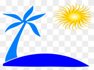 Sun Clipart Clipart Beach - Palm Tree And Beach Logo - Png Download