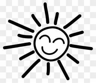 Happy Stick Figure Clip Arthappy Sun Clipart Black - Smiling Sun Black And White - Png Download