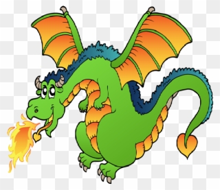 Dragon Clipart Free Funny Dragons With Flames Cartoon - Fire Breathing Dragon Clipart Png Transparent Png