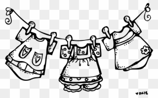 Clothes Clipart Black And White 2 - Clothesline Of Clothes Clipart - Png Download