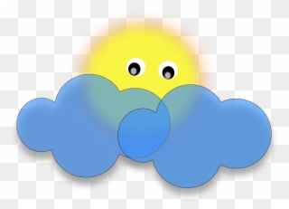 Sun Behind The Cloud Vector Clipart Image - Sun With Clouds Clip Art - Png Download