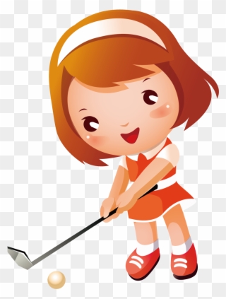 Girl Clip Art Playing Transprent Png Free - Cartoon Girl Playing Golf Transparent Png
