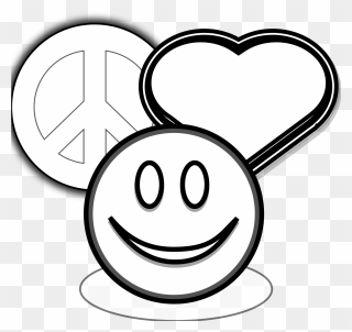 Black And White Love Clip Art - Peace Sign And Heart Coloring Pages - Png Download
