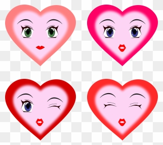 Heart Faces Clip Art - Cartoon Hearts With Faces - Png Download