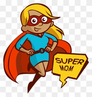 Mother Child Woman Cartoon Sticker - Supermom Clipart - Png Download