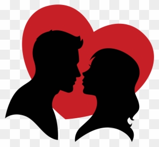 Picture Black And White Couple Vector Heart - Couple Silhouette Clipart