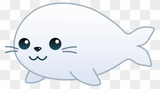 Cute White Baby Seal - Cute Sea Lion Cartoon Clipart