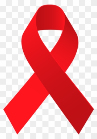 Clip Art Of A Red Awareness Ribbon - Hiv Aids Ribbon .png Transparent Png