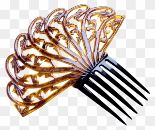 Large Amber Celluloid Art Deco Hair Comb Spanish Style Clipart