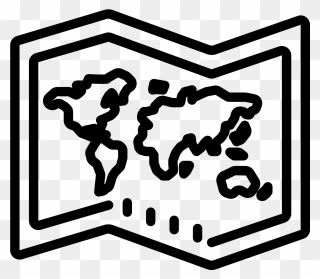 World Map Icon - Map Broken Line Black Png Clipart