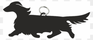 Dachshund Long Haired Key Ring Fob - Long Haired Dachshund Silhouette Clipart