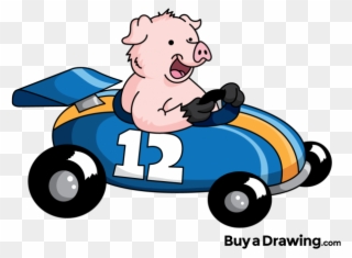 Pig Clipart Race - Pig In A Race Car - Png Download
